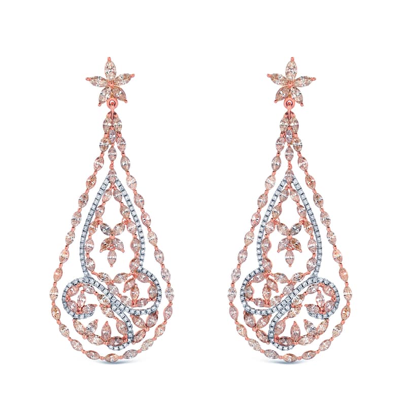 Auriya 14k Two-Tone Gold 15 3/5ct TDW Diamond Dangle Earrings