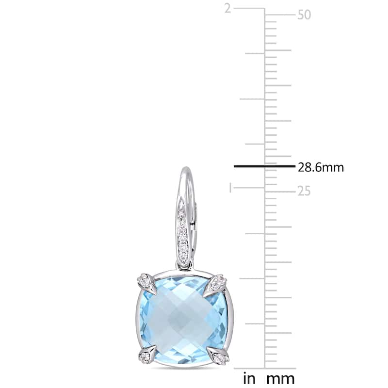 Miadora Signature Collection 14k White Gold Sky-Blue Topaz White Sapphire and Diamond Accent Leverback Earrings - Blue
