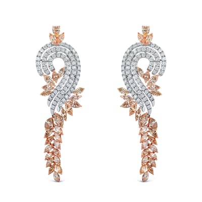Auriya 14k Two-Tone Gold 17 2/5ct TDW Diamond Dangle Earrings (H-I, SI1-SI2)