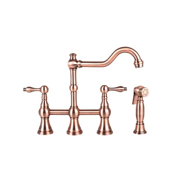 Shop Kitchen Bridge Faucet In Antique Copper Free Shipping Today
