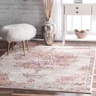 nuLOOM Vintage Persian Medallion Pink Rug (10' x 14') - 10' x 14'