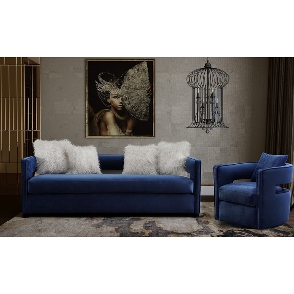 Shop Kennedy Navy Velvet Sofa Set Free Shipping Today Overstock 16915802