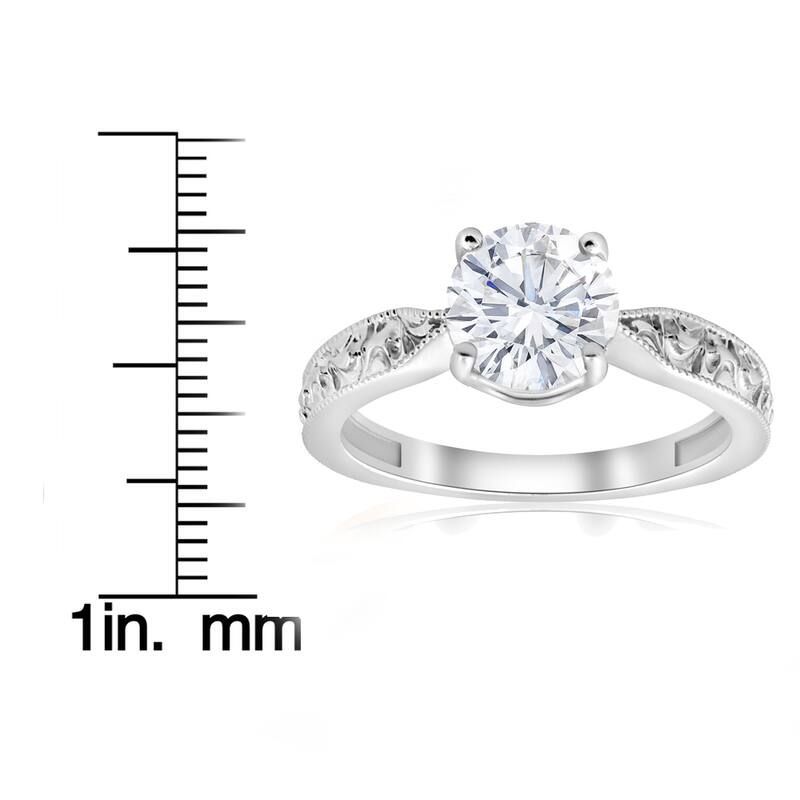 14K White Gold 1 1/2ct Solitaire Vintage Scroll Clarity Enhanced Diamond Engagement Ring (H-I, I1-I2)