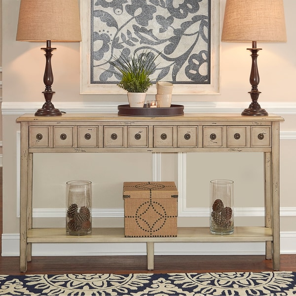 cream console tables