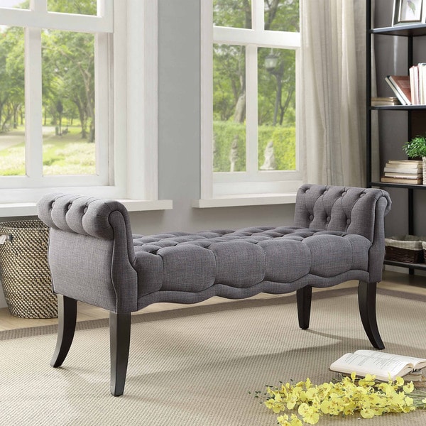 upholstered rolled arm bench