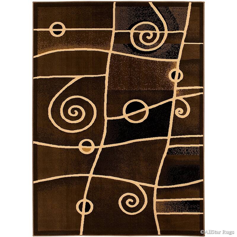 Allstar Combo Modern and Chic Swirl Design Rug - 7' 9"x10' 2" - Chocolate