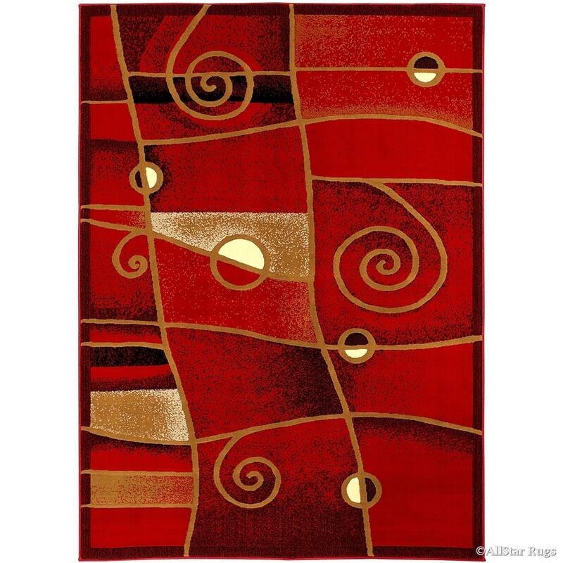 Allstar Combo Modern and Chic Swirl Design Rug - 7' 9"x10' 2" - Red