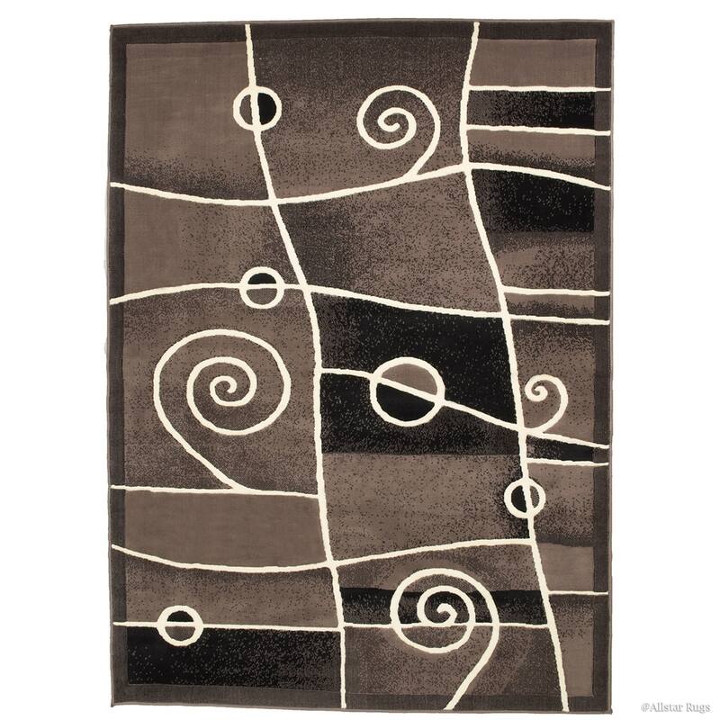 Allstar Combo Modern and Chic Swirl Design Rug - 5' 2"x7' 1" - Khaki