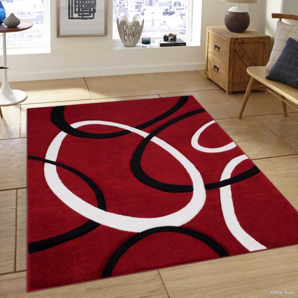 Allstar Woven Abstract Colorblock Modern Ring Design Rug