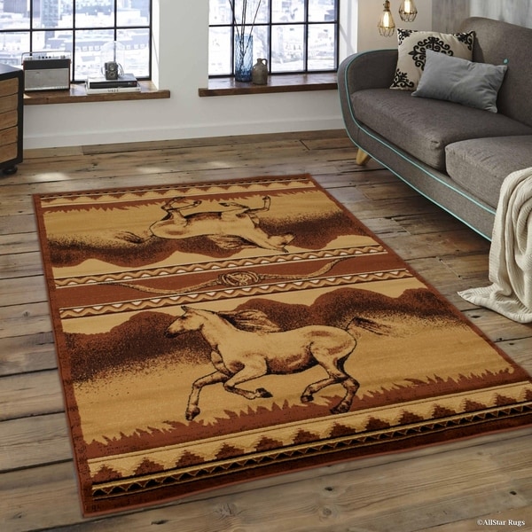 Buffalo Rustic Area Rug, Southwest, 2024 5'2