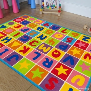 Allstar Kids Letters/ Numbers/ Vibrant Colors/ Shapes Rug - Bed Bath ...