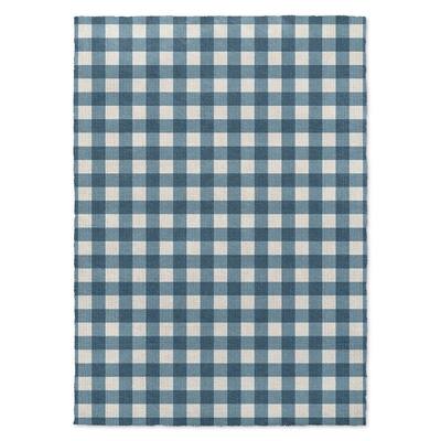 Kavka Designs Blue Gingham Blue/ Ivory Area Rug (8'X10') - 8' x 10'