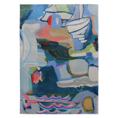 Kavka Designs Daddy'S Money Blue/ Green/ Blush Area Rug ( 3'X5' ) - 3' x 5'