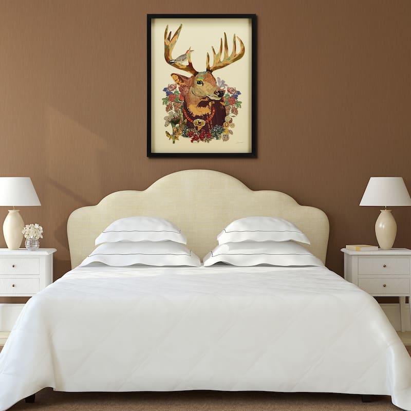 Empire Art "Mr. Deer" Alex Zeng's dimensional collage, under glass & a black shadow box frame