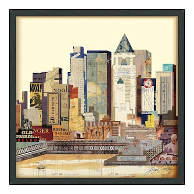 Empire Art "New York City Skyline" Alex Zeng's dimensional collage, under glass & a black shadow box frame