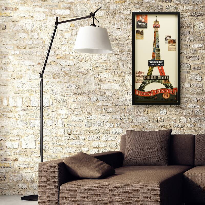 "Eiffel Tower" Alex Zeng's dimensional collage, under glass & a black shadow box frame
