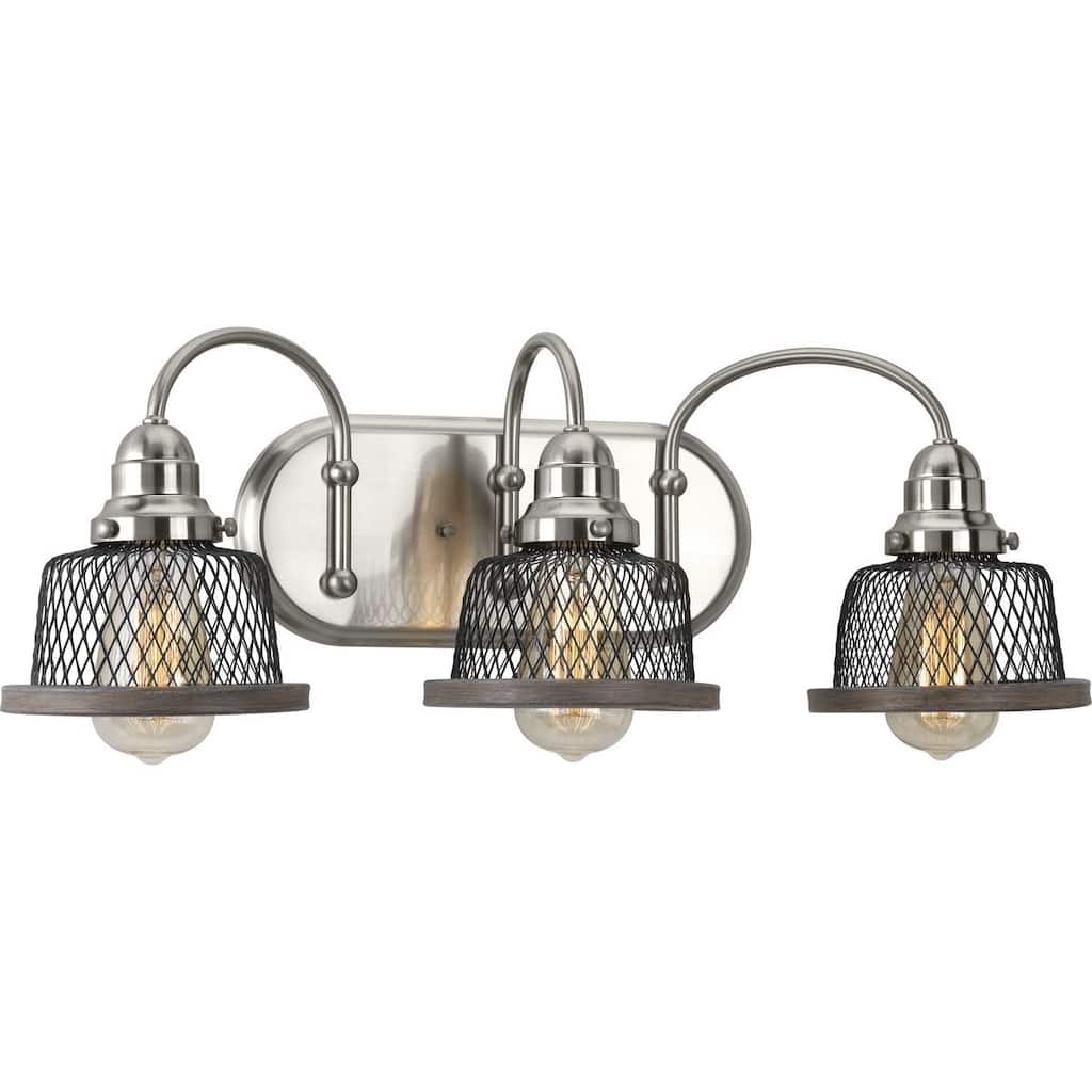 Tilley Collection 3-Light Brushed Nickel Coastal Bath Vanity Light