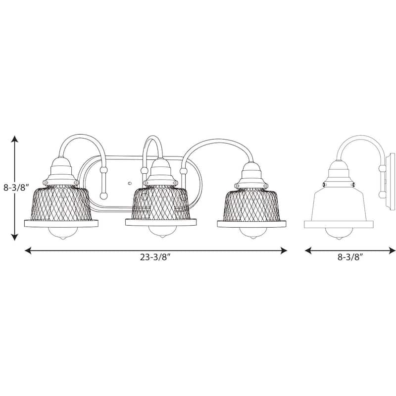 Tilley Collection 3-Light Brushed Nickel Coastal Bath Vanity Light