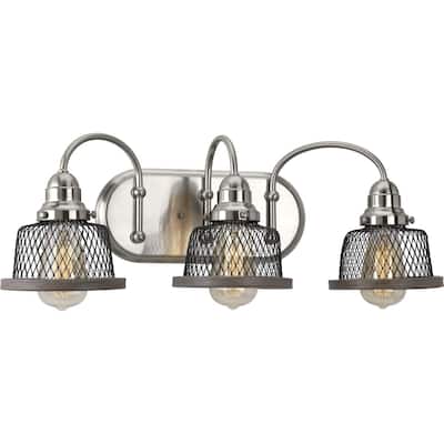 Tilley Collection 3-Light Brushed Nickel Coastal Bath Vanity Light