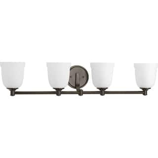 Topsail Collection 4-Light Antique Bronze Etched Parchment Glass Coastal Bath Vanity Light