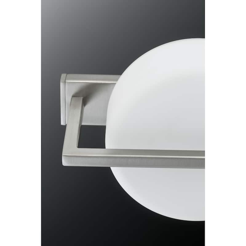 Volo LED Collection 3-Light Brushed Nickel Etched Opal Glass Mid-Century Modern Bath Vanity Light