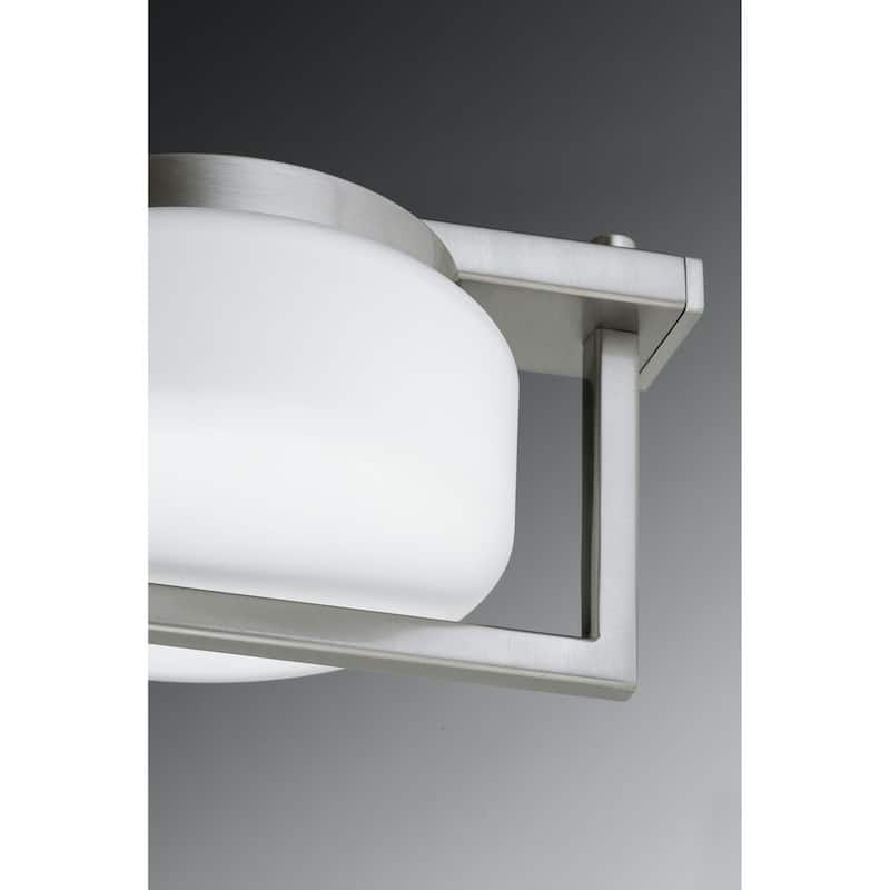 Volo LED Collection 3-Light Brushed Nickel Etched Opal Glass Mid-Century Modern Bath Vanity Light