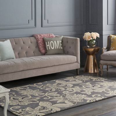 Colonial Home Grey Oriental Floral Handmade Area Rug - 9' x 13'
