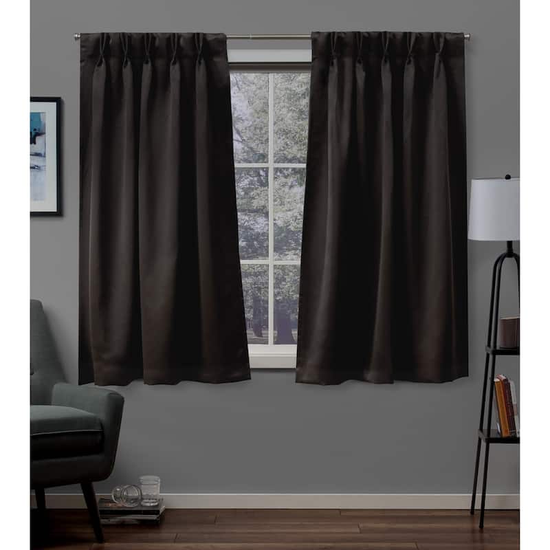 ATI Home Sateen Twill Woven Room Darkening Blackout Pinch Pleat/Hidden Tab Top Curtain Panel Pair - 52X63 - Espresso