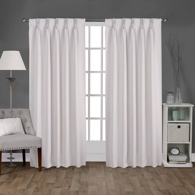 ATI Home Sateen Twill Woven Room Darkening Blackout Pinch Pleat/Hidden Tab Top Curtain Panel Pair - 52x84 - Vanilla