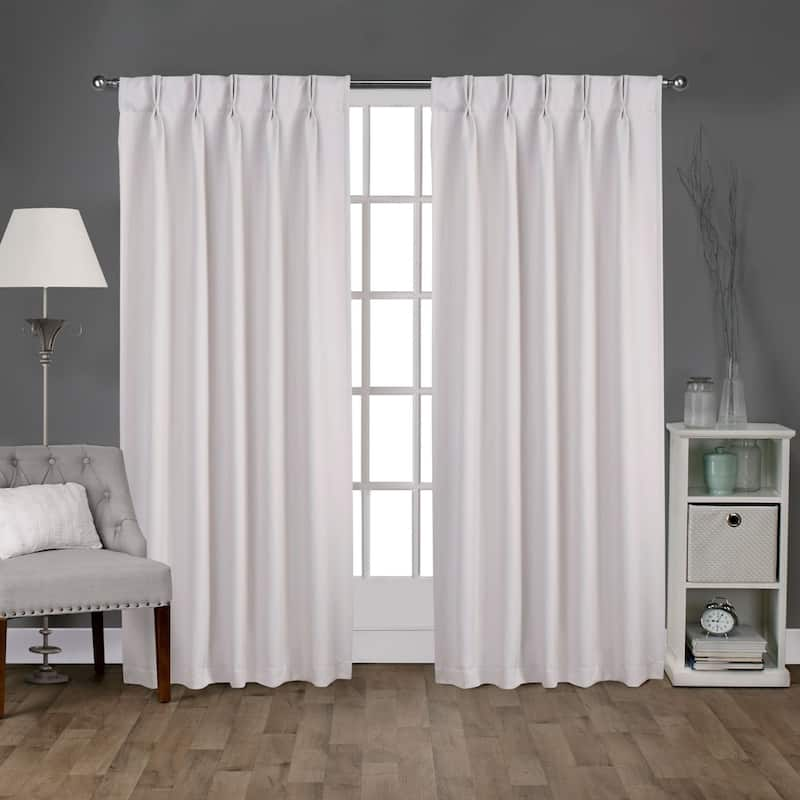 ATI Home Sateen Twill Woven Room Darkening Blackout Pinch Pleat/Hidden Tab Top Curtain Panel Pair - 52x96 - Vanilla