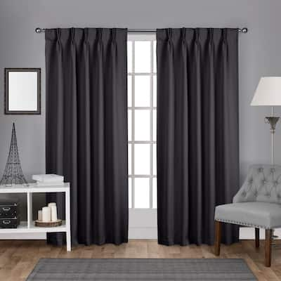 ATI Home Sateen Twill Woven Room Darkening Blackout Pinch Pleat/Hidden Tab Top Curtain Panel Pair