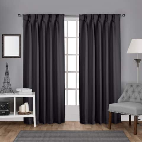 Exclusive Home Sateen Twill Woven Room Darkening Blackout Pinch Pleat/Hidden Tab Top Curtain Panel Pair