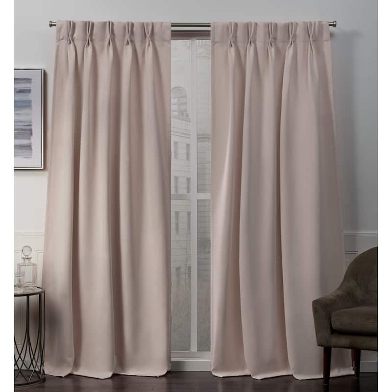 ATI Home Sateen Twill Woven Room Darkening Blackout Pinch Pleat/Hidden Tab Top Curtain Panel Pair - 52x84 - Blush