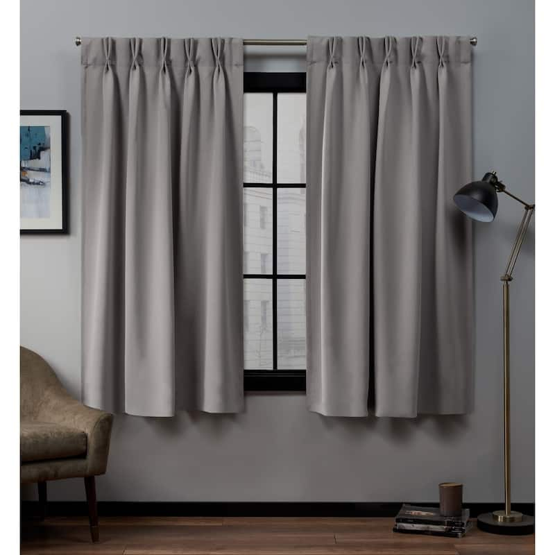 ATI Home Sateen Twill Woven Room Darkening Blackout Pinch Pleat/Hidden Tab Top Curtain Panel Pair - 52X63 - veridian grey