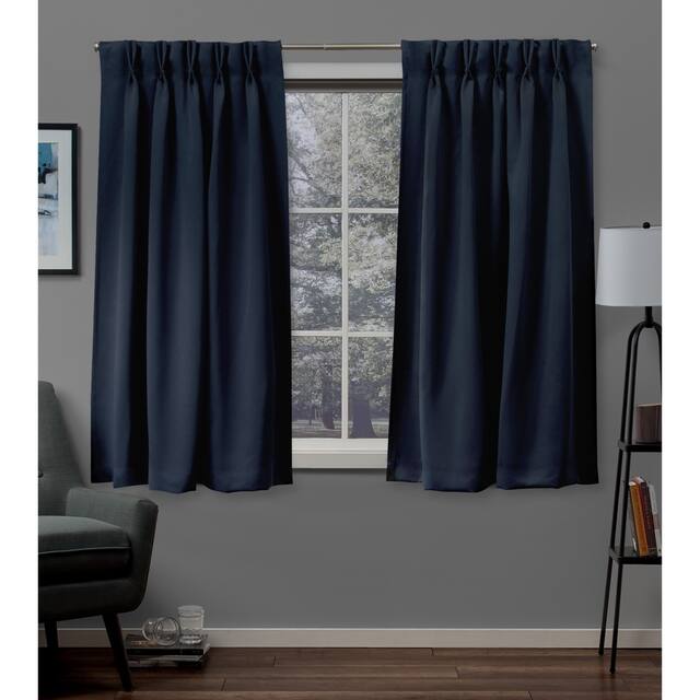ATI Home Sateen Twill Woven Room Darkening Blackout Pinch Pleat/Hidden Tab Top Curtain Panel Pair - 52X63 - Peacoat Blue