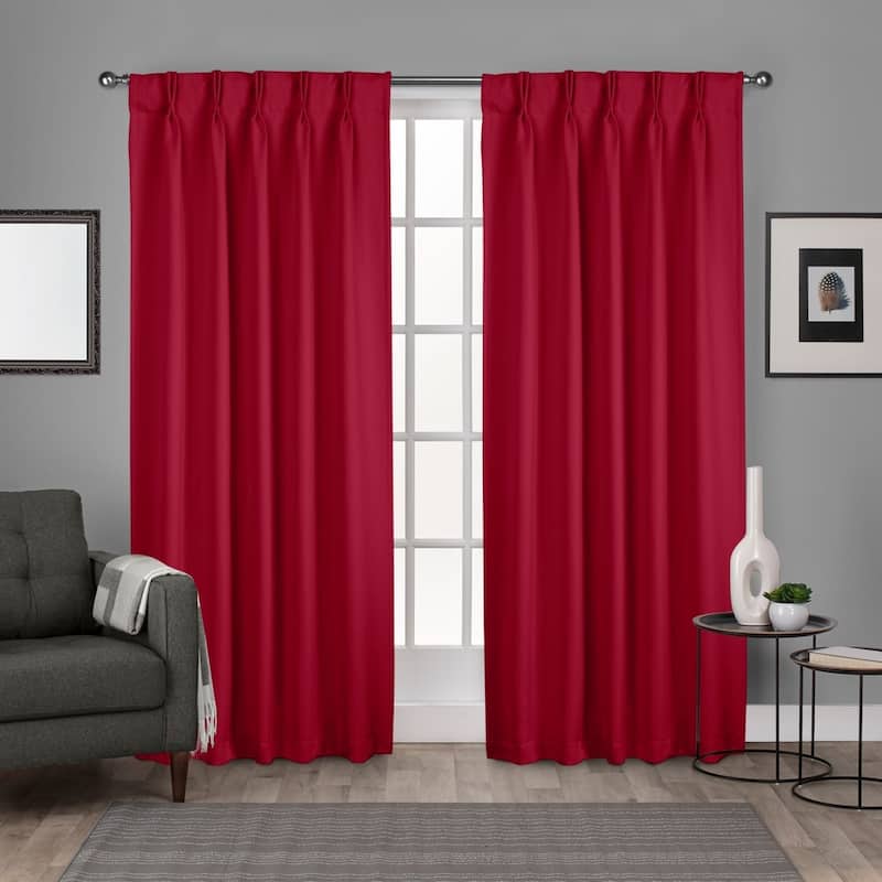 ATI Home Sateen Twill Woven Room Darkening Blackout Pinch Pleat/Hidden Tab Top Curtain Panel Pair