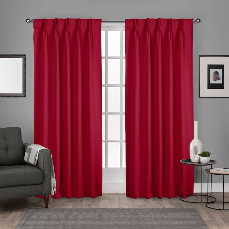 ATI Home Sateen Twill Woven Room Darkening Blackout Pinch Pleat/Hidden Tab Top Curtain Panel Pair - 52x96 - Chili
