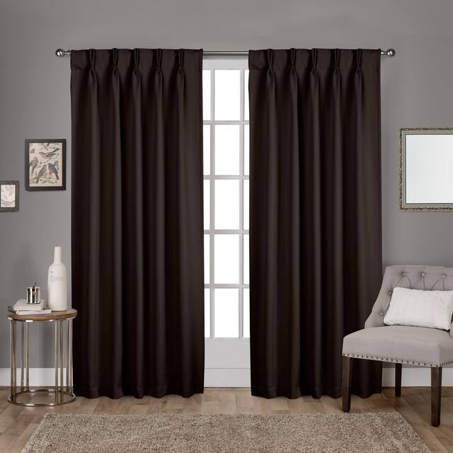 ATI Home Sateen Twill Woven Room Darkening Blackout Pinch Pleat/Hidden Tab Top Curtain Panel Pair - 52x96 - Espresso