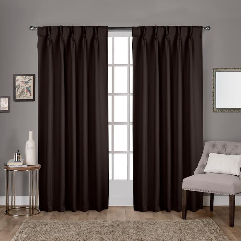 ATI Home Sateen Twill Woven Room Darkening Blackout Pinch Pleat/Hidden Tab Top Curtain Panel Pair - 52x84 - Espresso