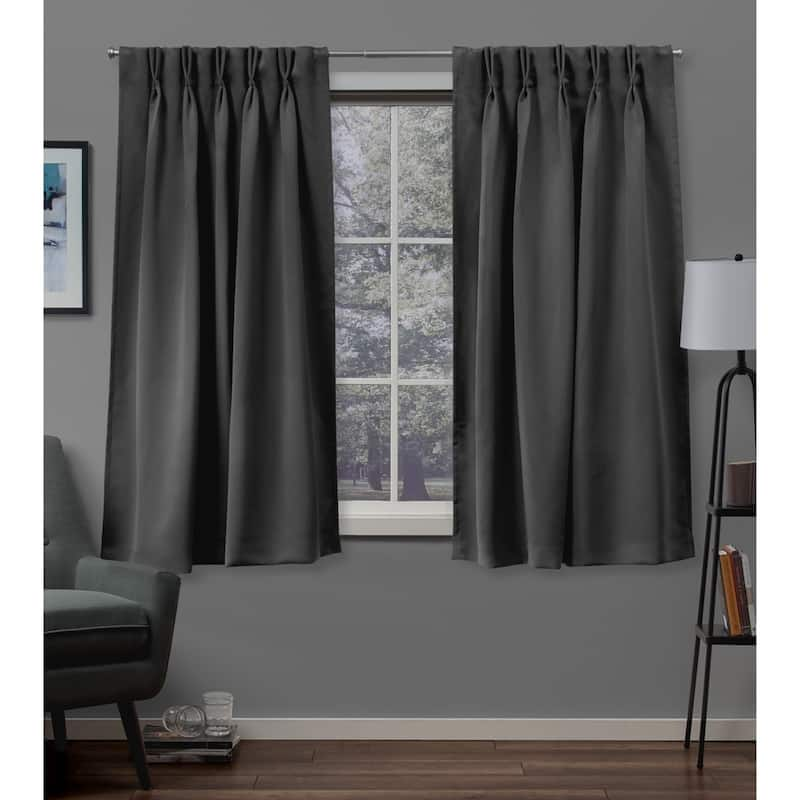 ATI Home Sateen Twill Woven Room Darkening Blackout Pinch Pleat/Hidden Tab Top Curtain Panel Pair - 52X63 - Charcoal