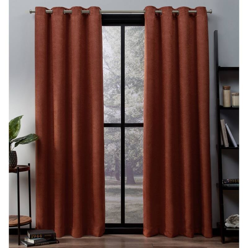ATI Home Oxford Textured Sateen Room Darkening Blackout Grommet Top Curtain Panel Pair - 52X63 - Mecca Orange