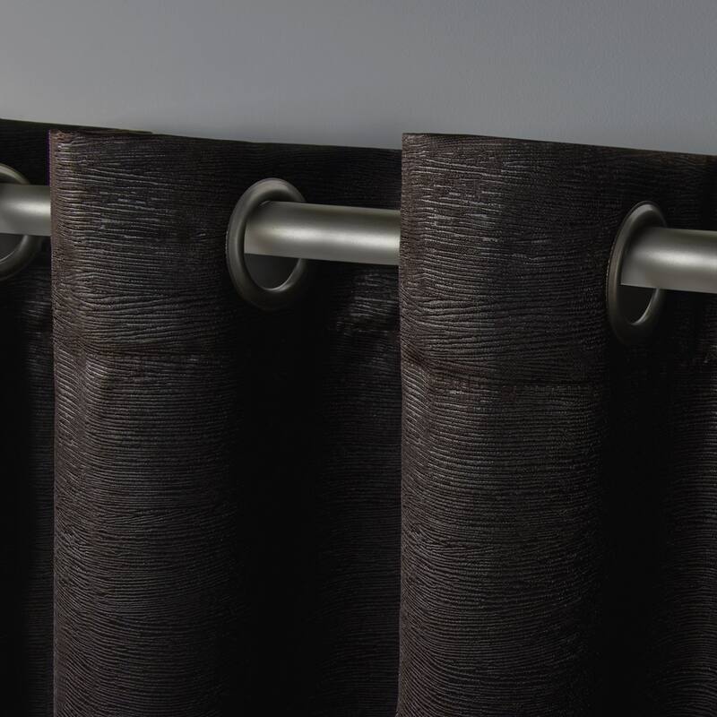 ATI Home Oxford Textured Sateen Room Darkening Blackout Grommet Top Curtain Panel Pair