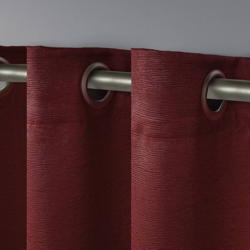 ATI Home Oxford Textured Sateen Room Darkening Blackout Grommet Top Curtain Panel Pair