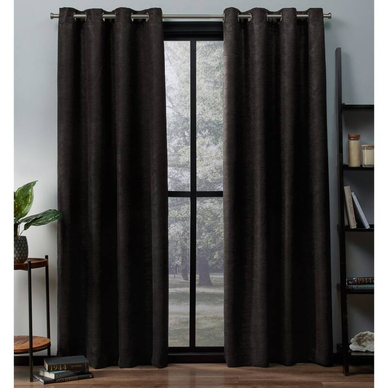 ATI Home Oxford Textured Sateen Room Darkening Blackout Grommet Top Curtain Panel Pair - 52x84 - Espresso