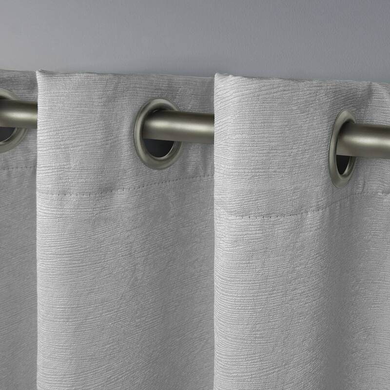 ATI Home Oxford Textured Sateen Room Darkening Blackout Grommet Top Curtain Panel Pair