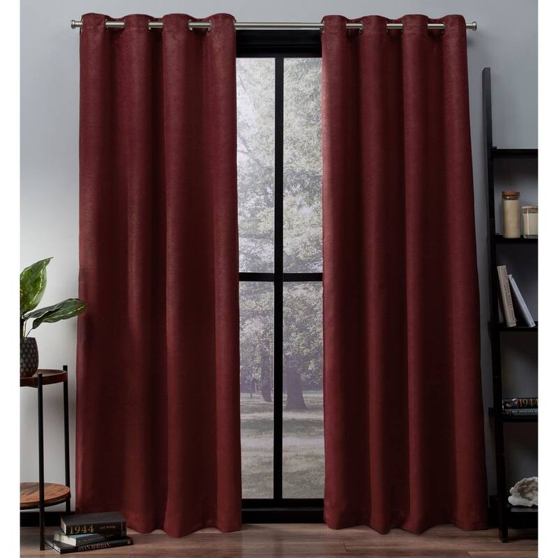 ATI Home Oxford Textured Sateen Room Darkening Blackout Grommet Top Curtain Panel Pair - 52x108 - Chili
