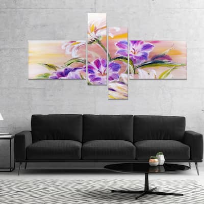 Designart "Purple Wildflowers" Floral Art Canvas Print - Pink