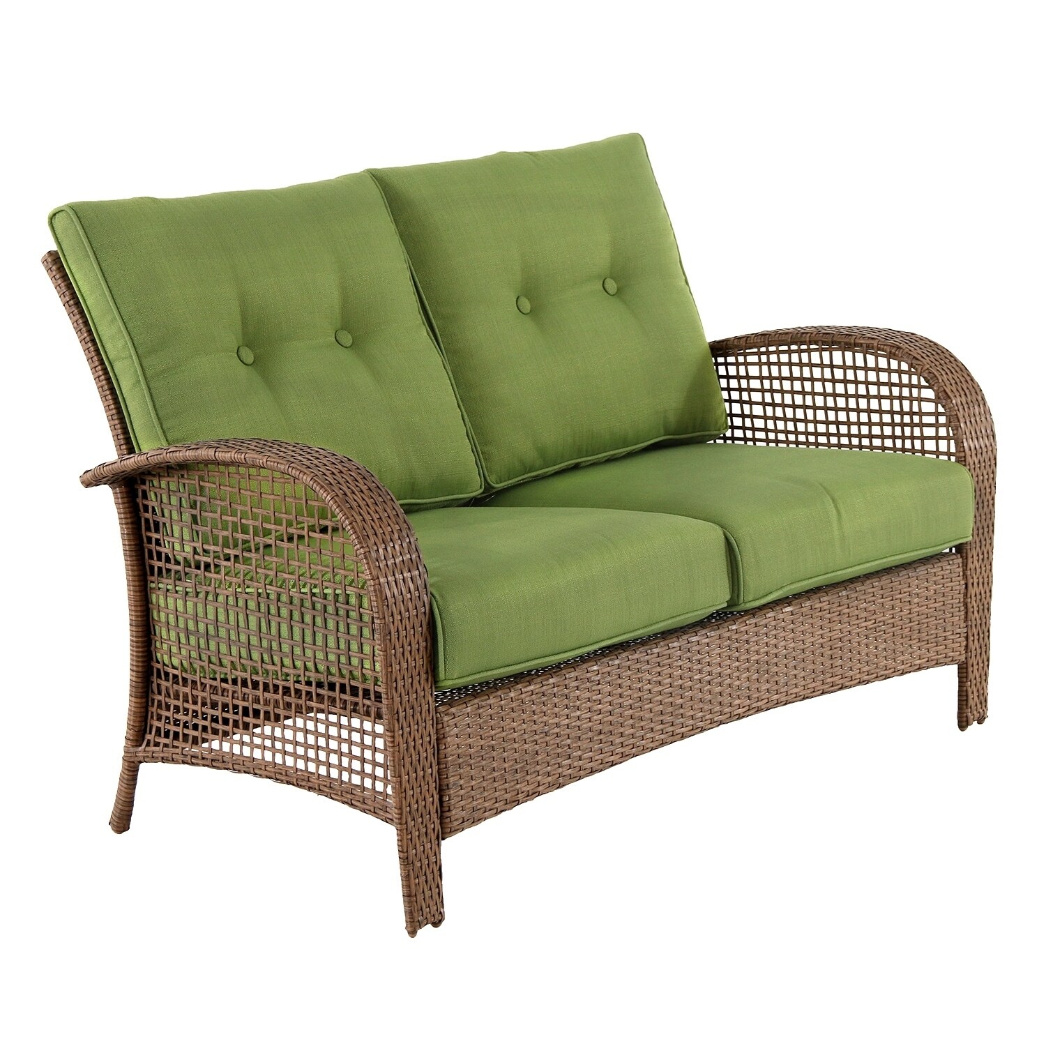 Shop Willow Spring Outdoor 4 Piece Wicker Furniture Seating Set With Loveseat Lounge Chair Coffee Table And Greenery Cushions Overstock 16928065