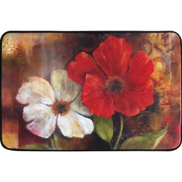 Chef Series Two Flowers Multicolored Memory Foam Oversized Chef Series Two Flowers Multicolored Memory Foam Oversized Antifatigue Kitchen Mat 2 X27