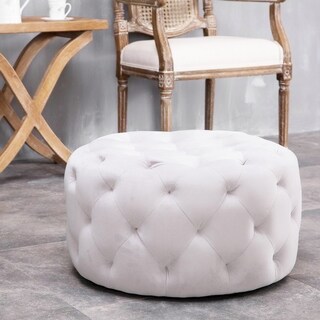 Warehouse Of Tiffany Meerna 24 Inch Round Tufted Padded Ottoman Optional Colors On Sale Overstock 16928275 Slate Grey